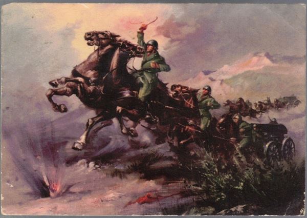 Original postcard 1st regiment of artillery hunters of the Alps ultra primum