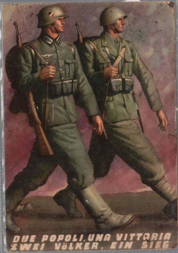 Original postcard two peoples, one victory - win