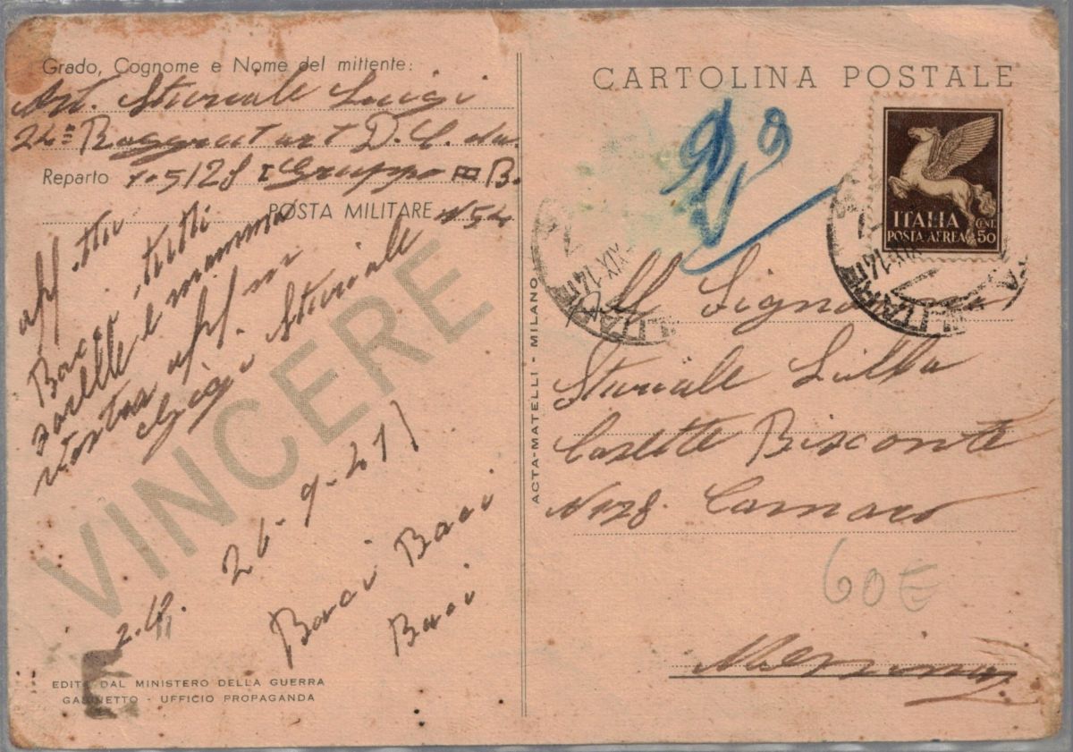 Cartolina Originale Due Popoli, una Vittoria - Vincere