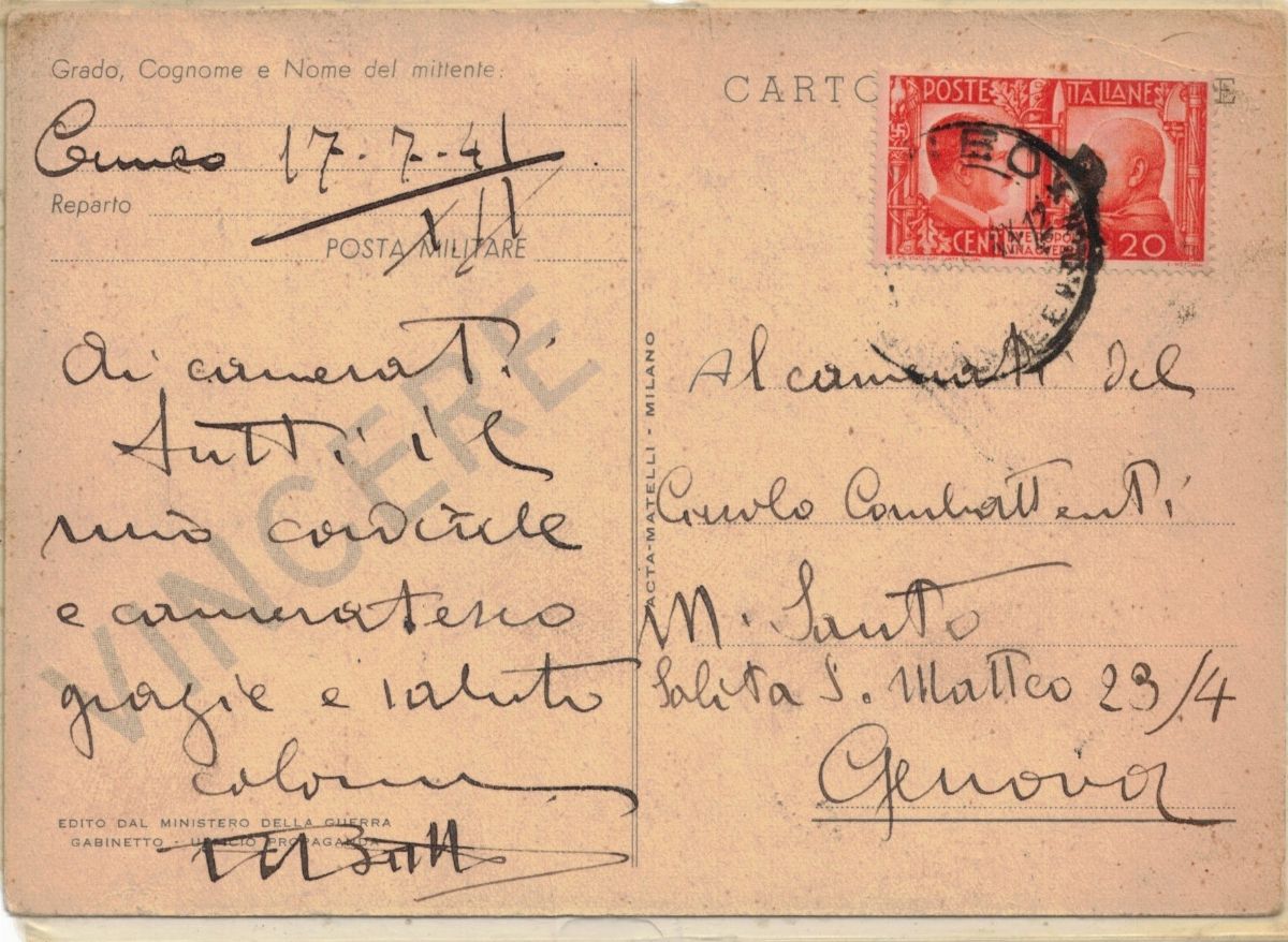 Cartolina Originale Soldato e Leone Gabinetto Ufficio Propaganda