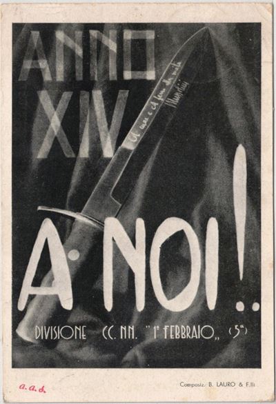 Rara Cartolina Anno XIV - a Noi Divisione CC:nn 1° Febbraio