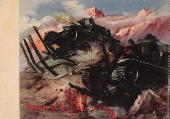 Original postcard 33 ° "Littorio" tank regiment