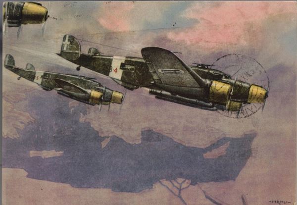 Cartolina originale aereo sirulanti - arma aeronautica