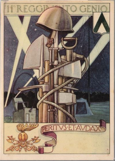 Cartolina Originale 11° Reggimento Genio "peritus Et Audax"