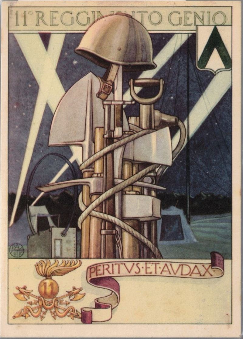 Cartolina Originale 11° Reggimento Genio "peritus Et Audax"