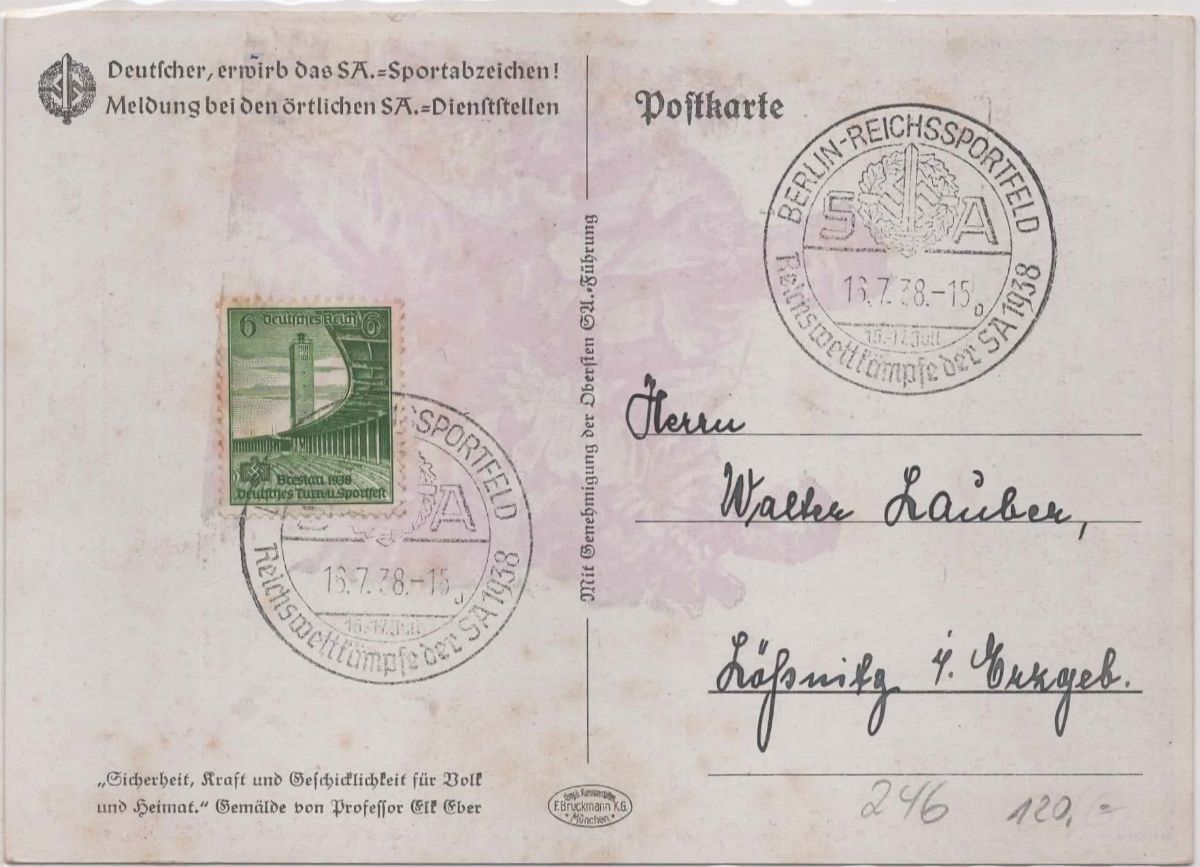 Cartolina originale prendi il distintivo sportivo - sicurezza, forza, abilità per le persone e pe...