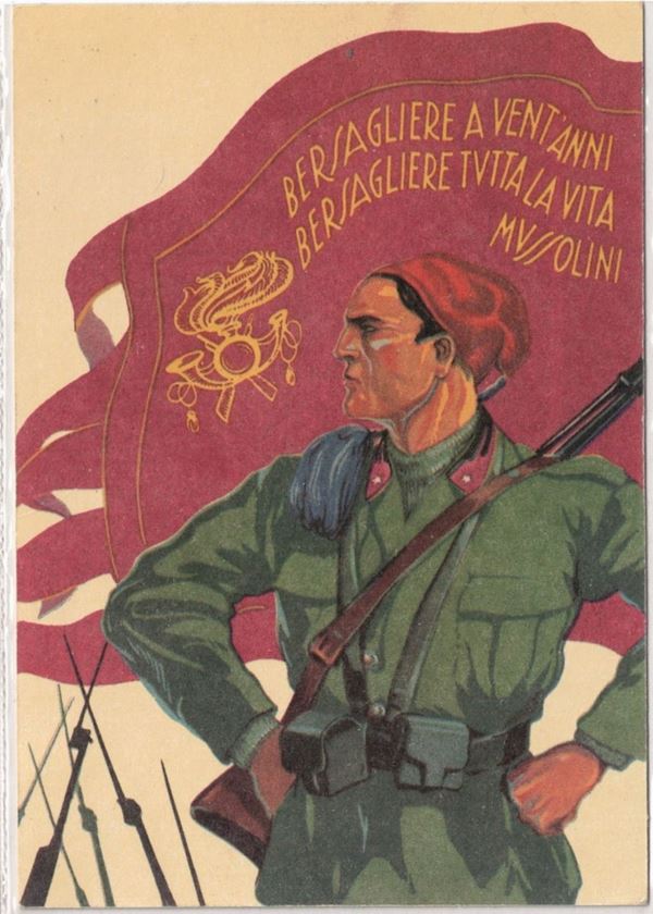 Cartolia originale bersagliere a vent'anni bersagliere tutta la vita 1935