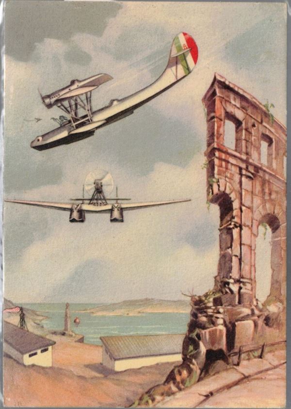 Original postcard P.L.Penzo Puntisella airport (Fažana d'Istria)