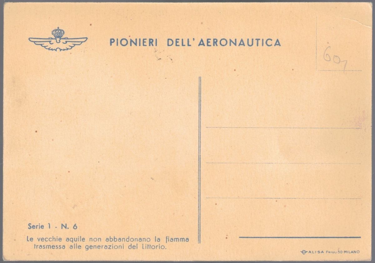 Cartolina Originale Pionieri Dell'aeronautica, Serie 1 di 6 Cartoline