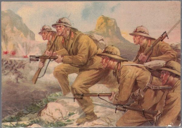 Original postcard from the historical museum of granites of Sardinia and Albania 3rd A.O.I.Regiment