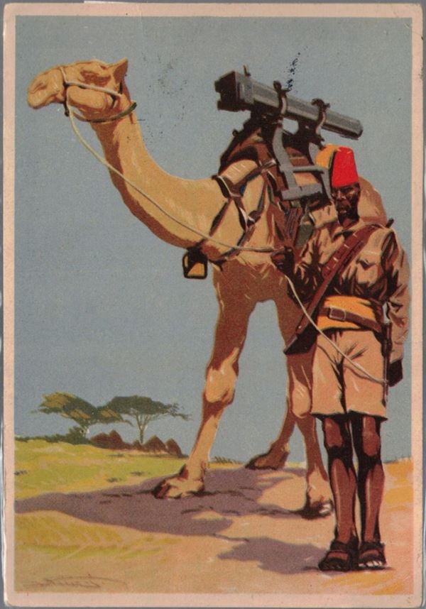 Original colonial artillery postcard from Italian Somalia