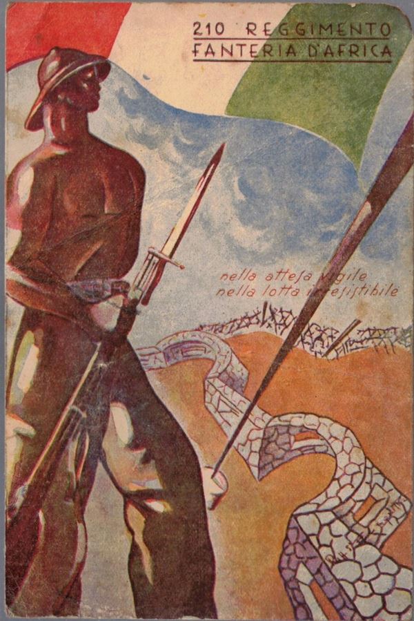 Rara cartolina originale coloniale 210° reggimento fanteria d'Africa
