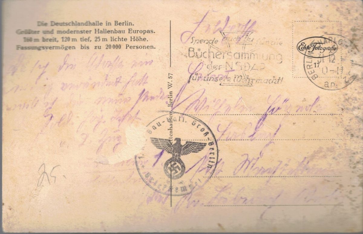 Rara Cartolina Originale della Deutschlandhalle di Berlino.