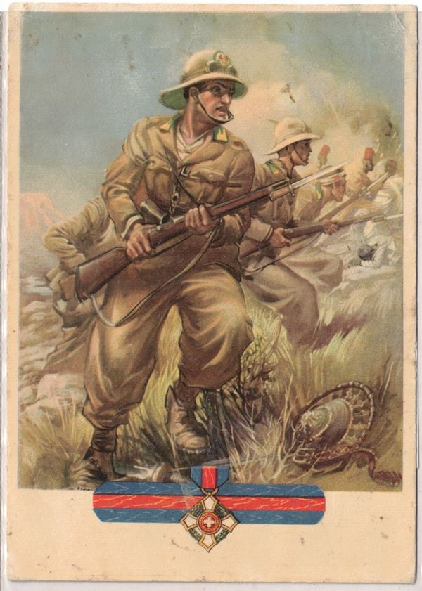 cartolina originale guerra coloniale regia guardia di finanza "Nec recisa recedit"