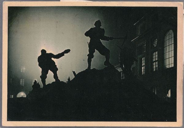 Original postcard school cadets officers complement of the genius - monument to the heroes of genius