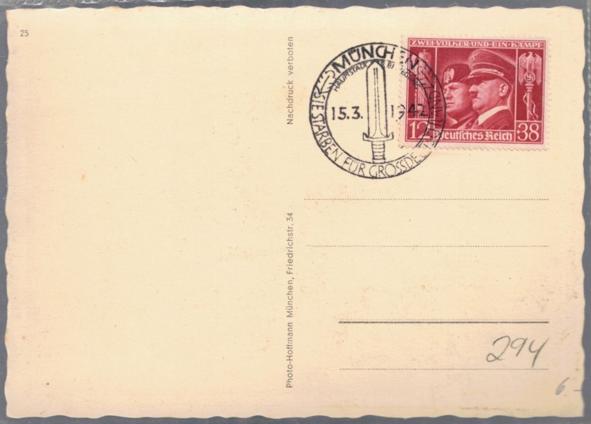 Cartolina originale fotografica Mussolini e Hitler durante la visita di Mussolini a Munich 19/06/...