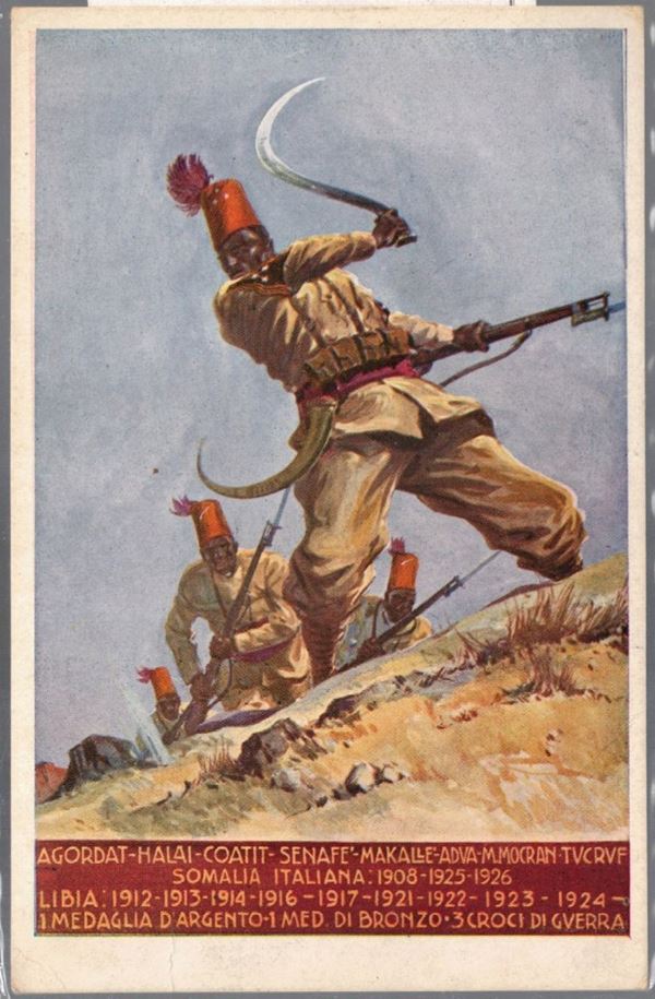 Cartolina originale coloniale III battaglione Galliano