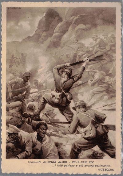 Cartolina Originale Italia A.o. gli Avvenimenti Illustrati "conquista Amba Alagi"