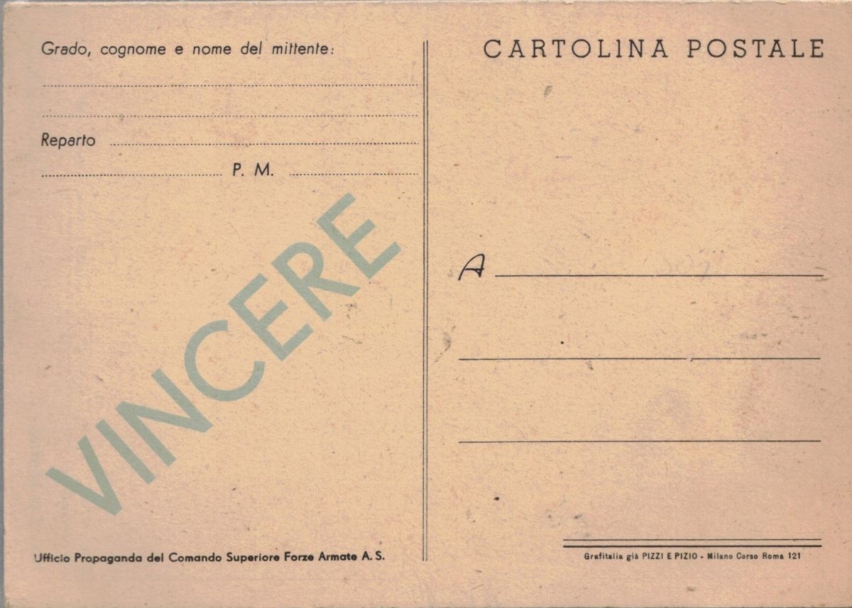 Cartolina originale uff.propaganda forze armate-rara 1936