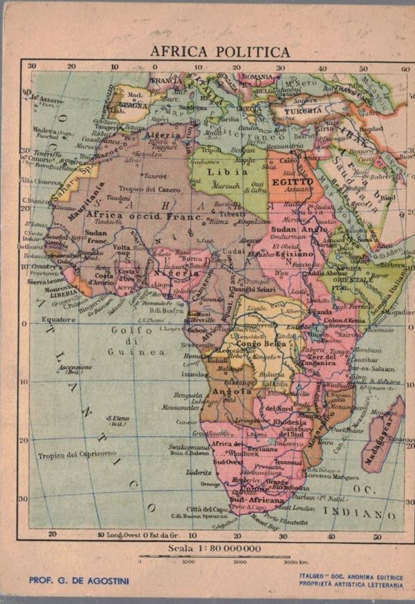 Cartolina originale propaganda forze armate Africa politica