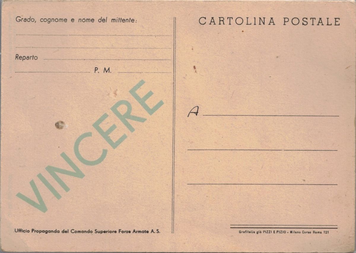 Cartolina Originale Propaganda Forze Armate Africa Politica