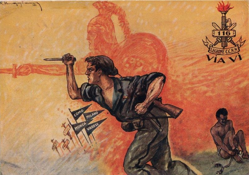 Rara cartolina coloniale 11 legione CC. NN.