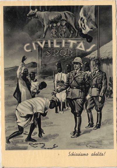 Cartolina Originale Coloniale Civilitas S.p.q.r Schiavismo Abolito