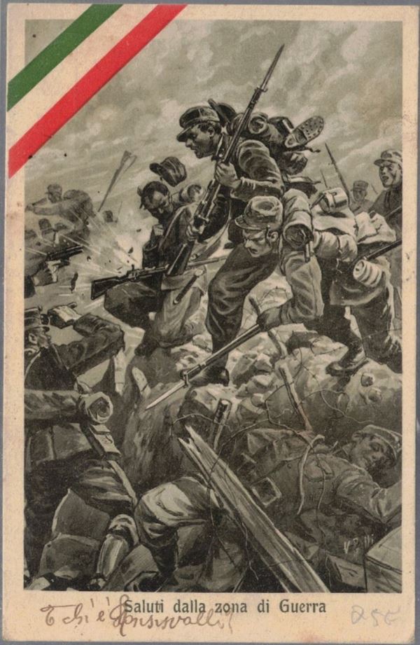 Cartolina originale "Saluti dalla zona di guerra 1915"