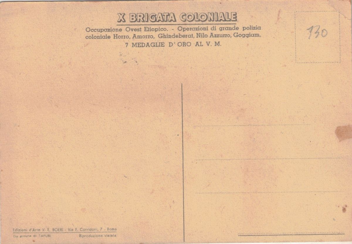 Rara cartolina originale coloniale- per brigata coloniale "Sicut leo rugens"