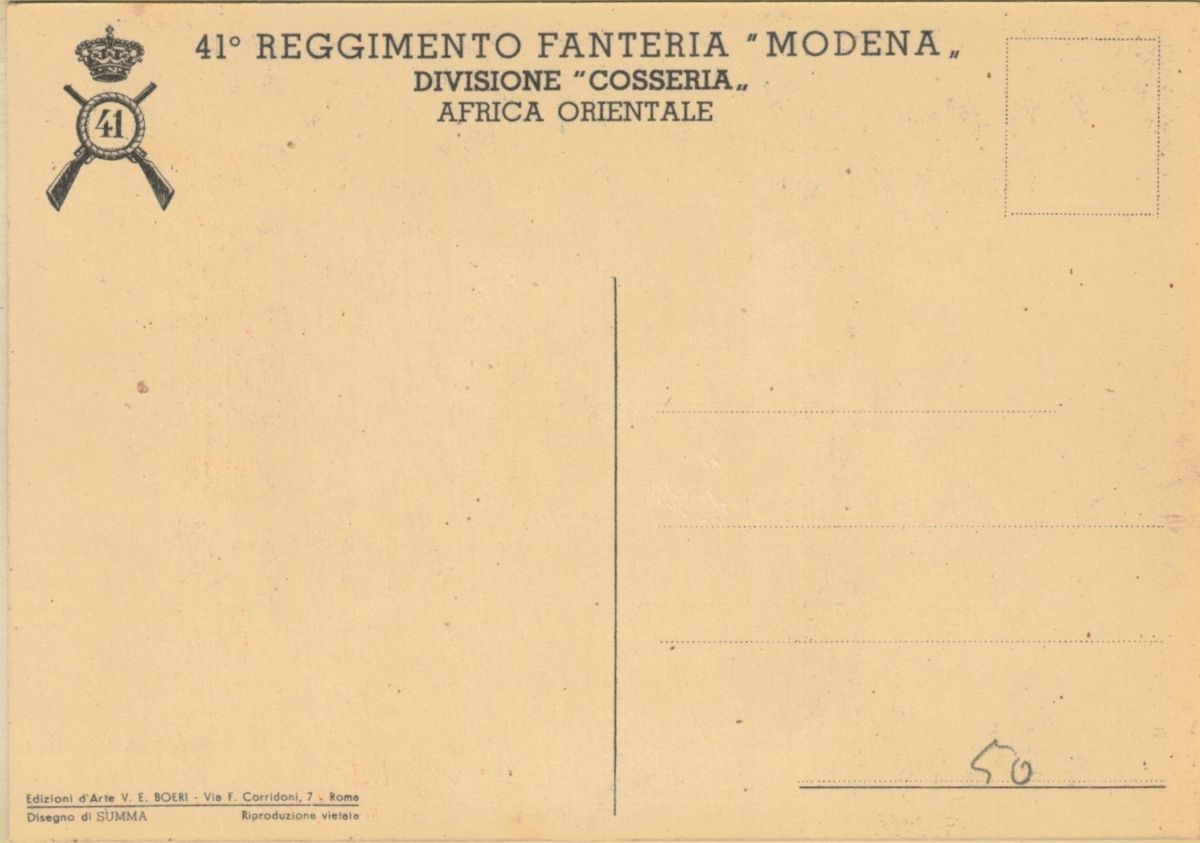 Cartolina originale 41°reggimento fanteria "Modena"