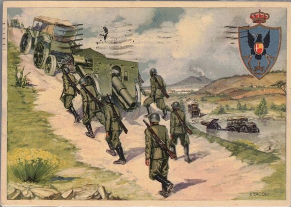 Cartolina originale 10° reggimento artiglieria al corpo d'armata- Napoli "nullus ictus irritus"