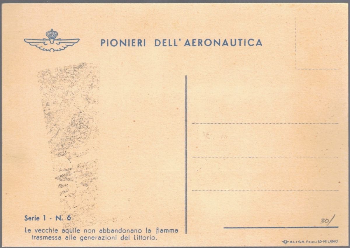 Cartolina Originale Pionieri Dell'aeronautica 1939, Serie 1 di 5.