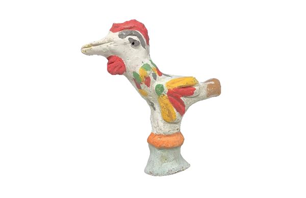 Salvatore Leone - Caltagirone polychrome ceramic whistle depicting a cockerel