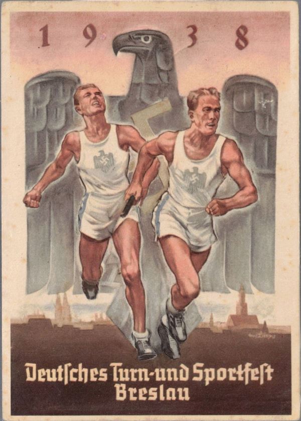 Original postcard German gymnastics and sportfest- Breslau 1938