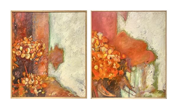Lucia Ragusa - Diptych of paintings titled "The flowers of Bruna and their shadow"