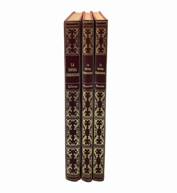 Dante Alighieri - Copia anastatica della Divina commedia divisa in tre volumi commentata da Jacopo di Giovanni dalla Lana e illustrata da Gustavo Doré.