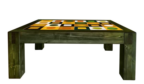 Virginia Veletta - Solid wood table painted and lacquered by hand with kaolin ceramic and enamels