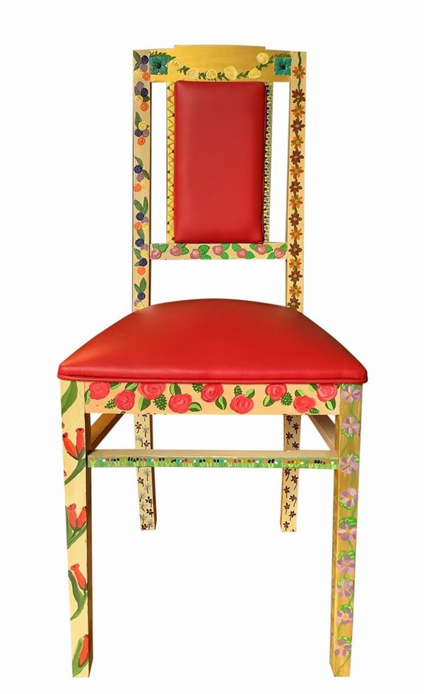 Virginia Veletta - Hand painted and lacquered wooden chair