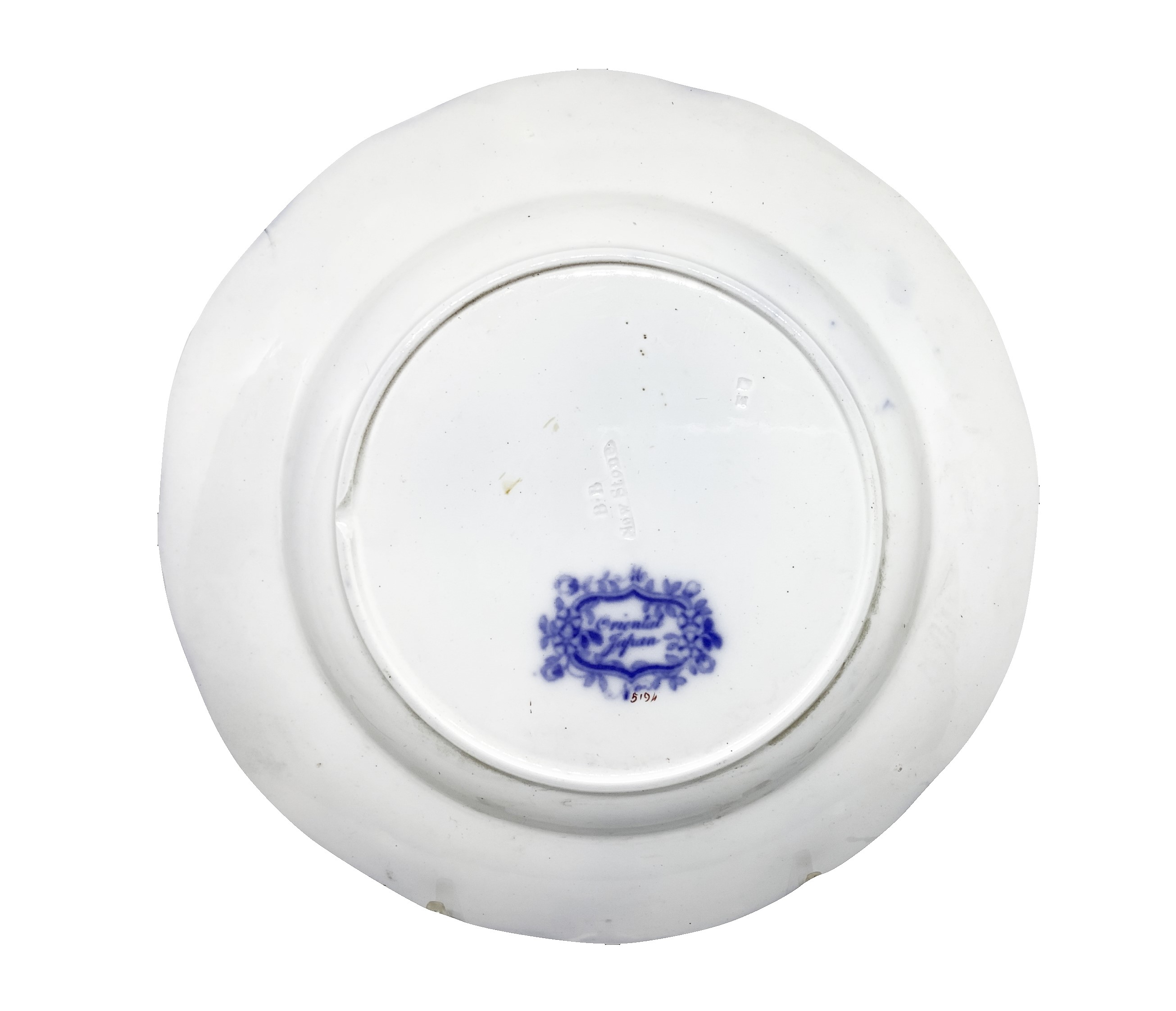 Tre Piatti Oriental Japan con Decorazioni Floreali Cinesi in Blu e Marrone su Sfondo Bianco