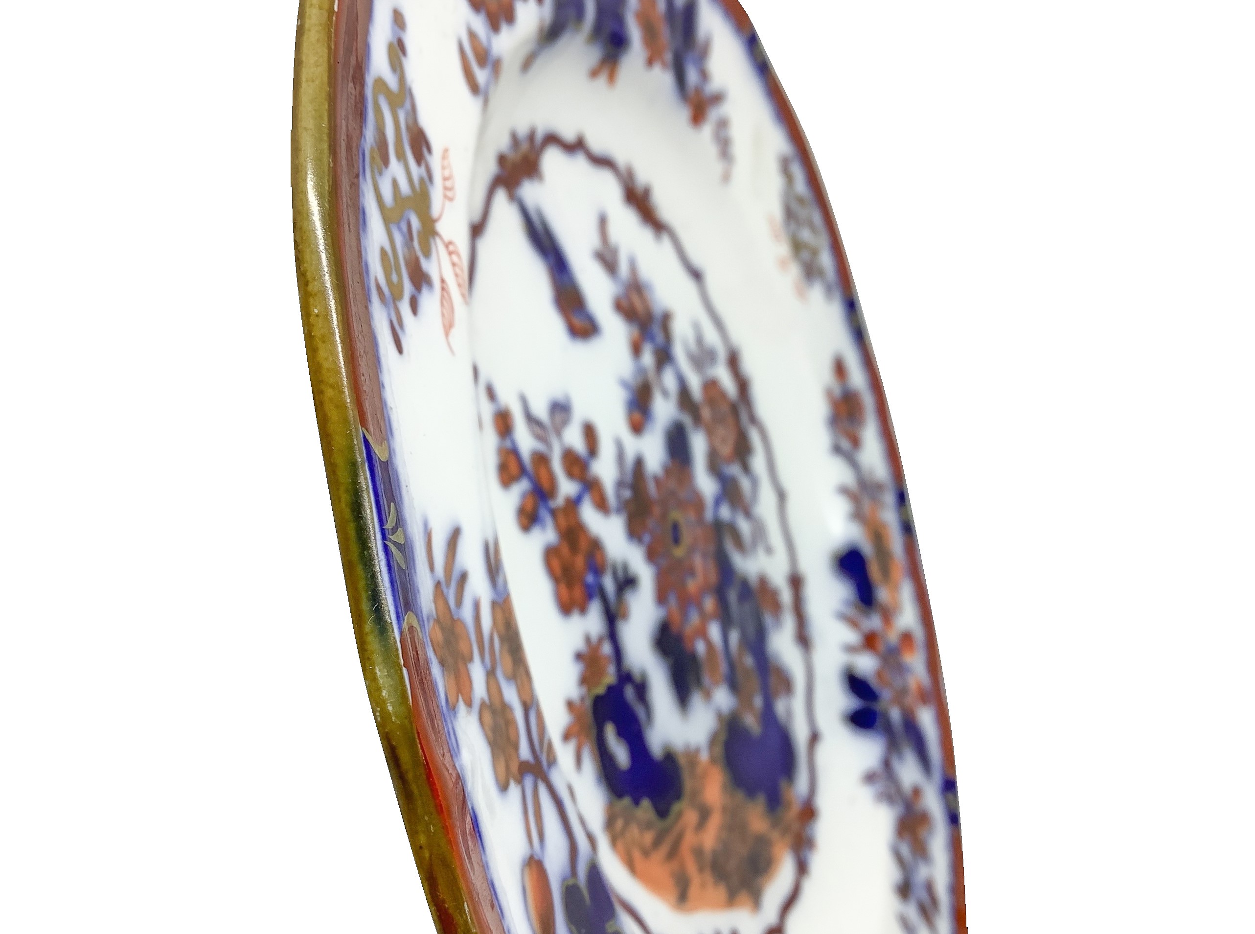Tre Piatti Oriental Japan con Decorazioni Floreali Cinesi in Blu e Marrone su Sfondo Bianco
