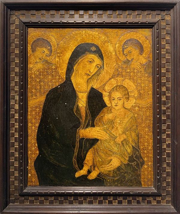 Madonna with Child Jesus and Angels  (Early 20th century)  - tempera on terracotta - Auction #50: Antiques and Modern and Contemporary Art - Casa d'aste La Rosa