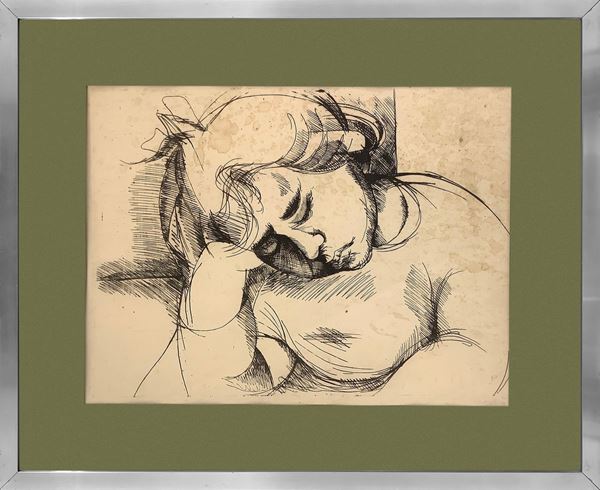 Santo Marino - Baby leaning on elbow