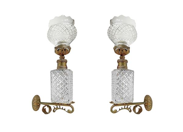 Pair of bronze and glass appliques
