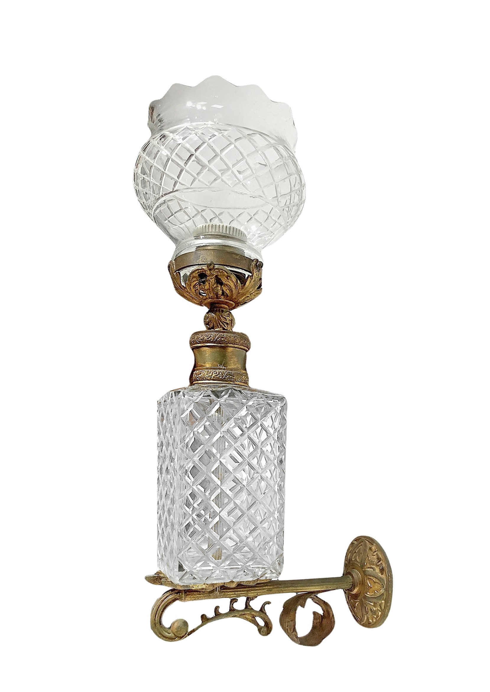 Coppia di appliques in bronzo e vetro