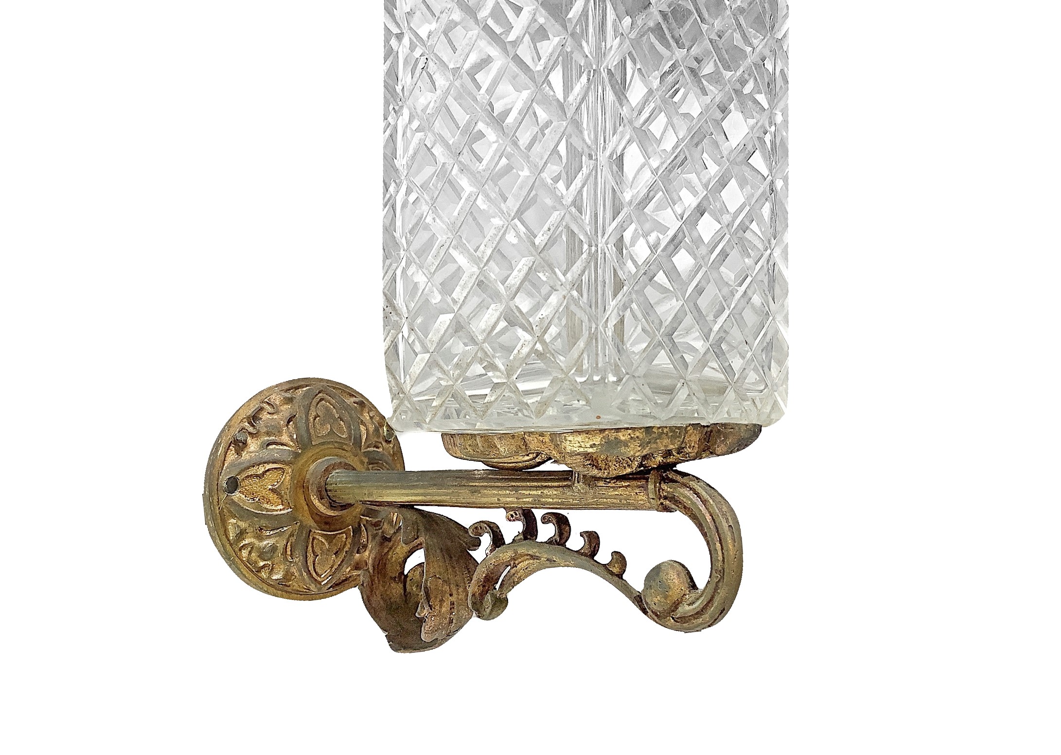 Coppia di appliques in bronzo e vetro