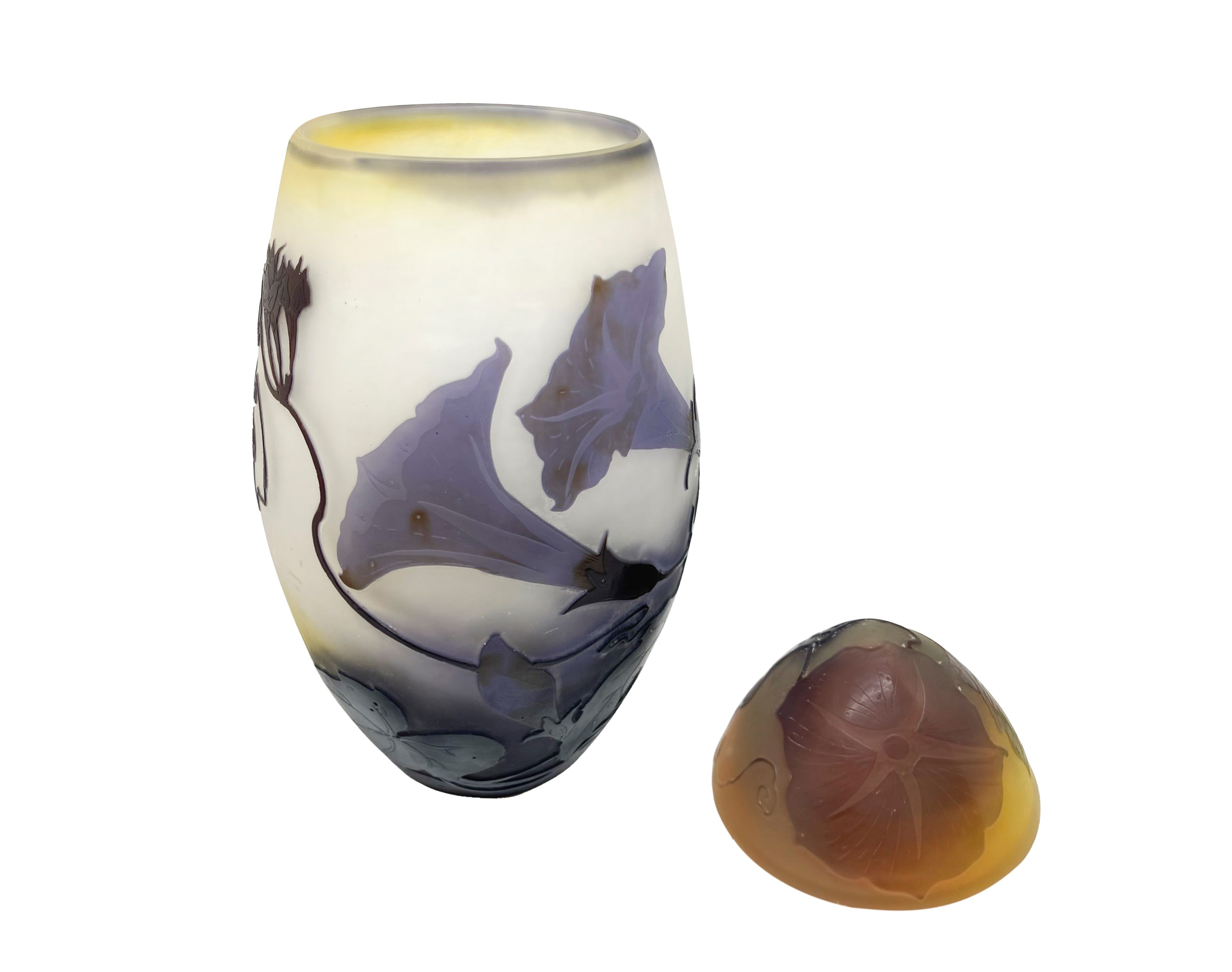 Cristallerie D'emile Gallé - Vaso in Vetro Cammeo con Coperchio
