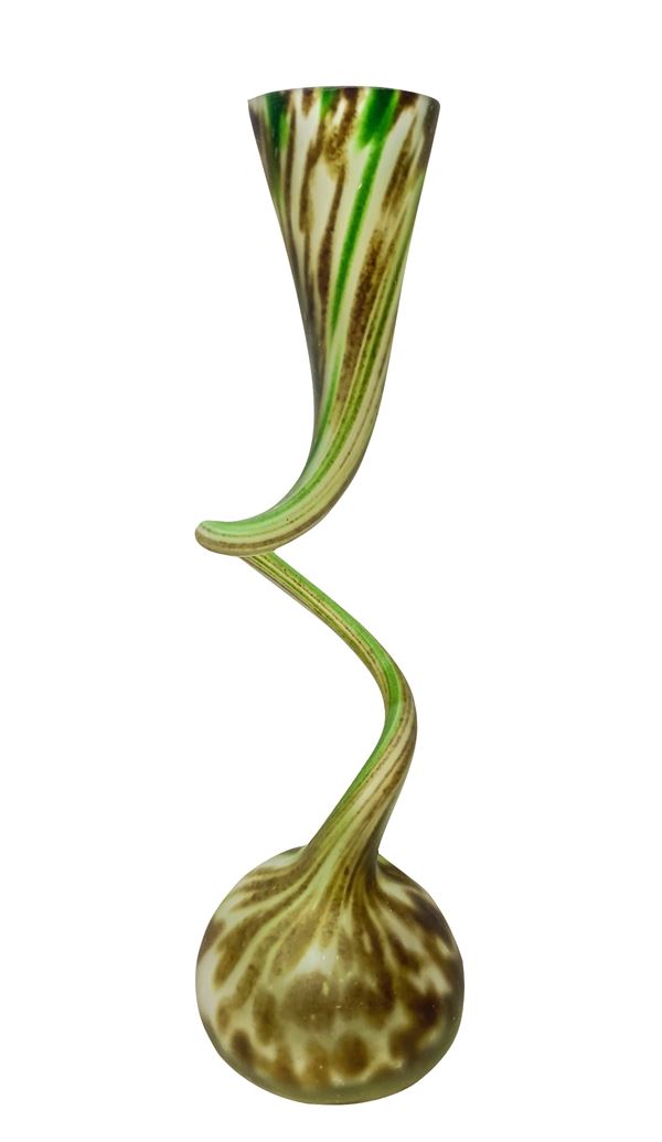 Vaso a spirale in vetro policromo 