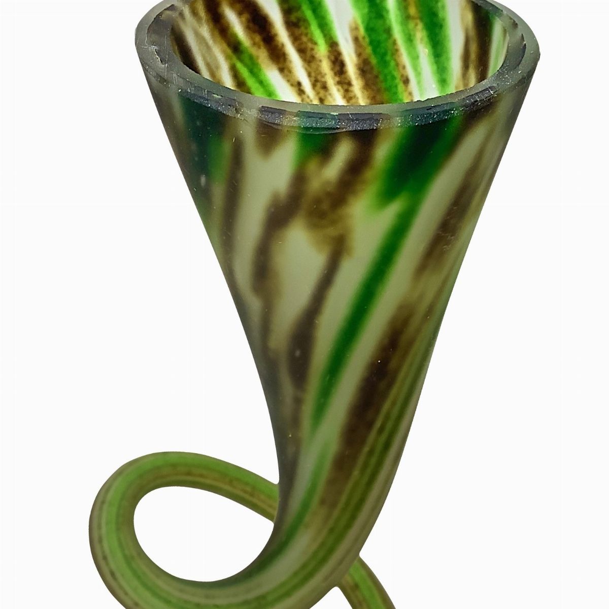 Vaso a spirale in vetro policromo, XX secolo