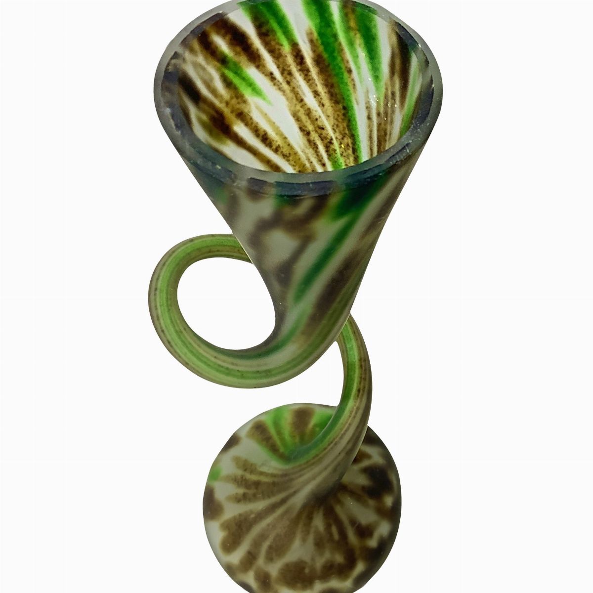 Vaso a spirale in vetro policromo, XX secolo
