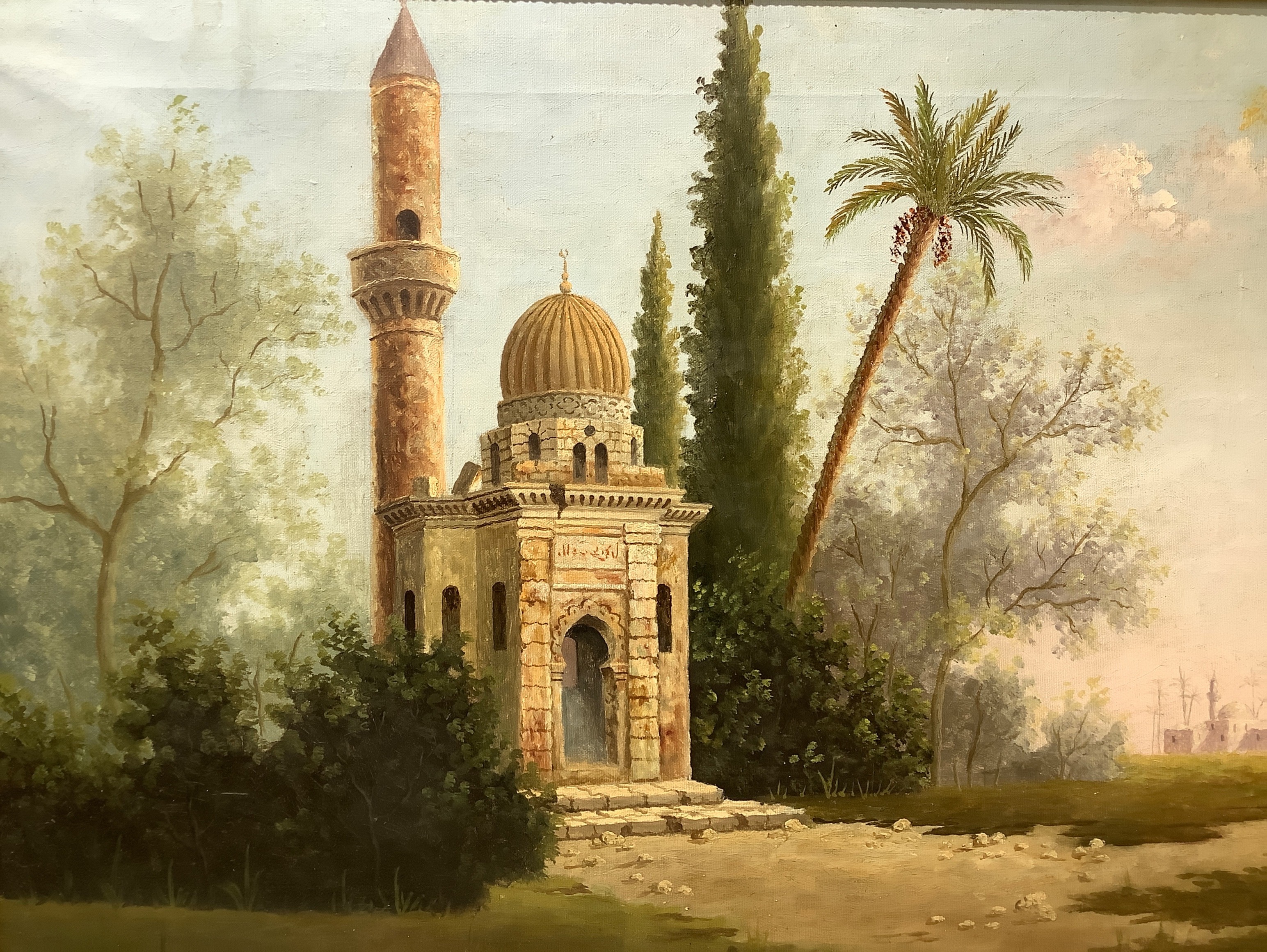 Matteo Olivero - Moschea con Minareto in un Paesaggio Orientaleggiante